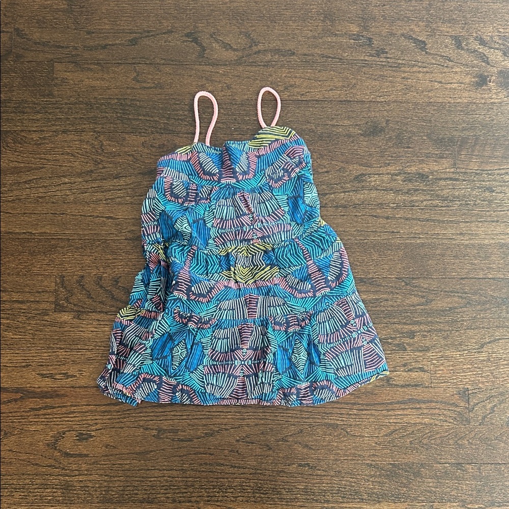 Anthem of the Ants Girls Blue Tropical Sundress With Fun Design Size 4